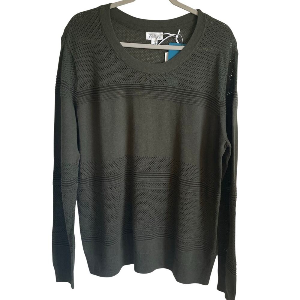 NEW Market & Spruce Rowan Textured Sweater Sz XXL Pullover Olive Casual